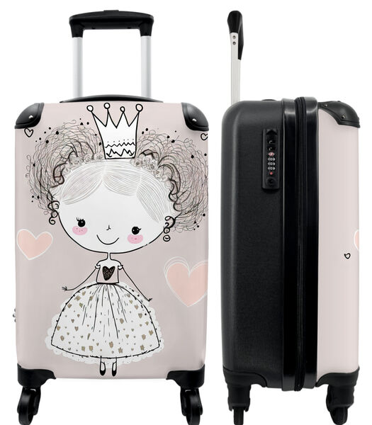 Ruimbagage koffer met 4 wielen en TSA slot (Prinses - Kinderen - Meisjes - Kroon - Jurk)