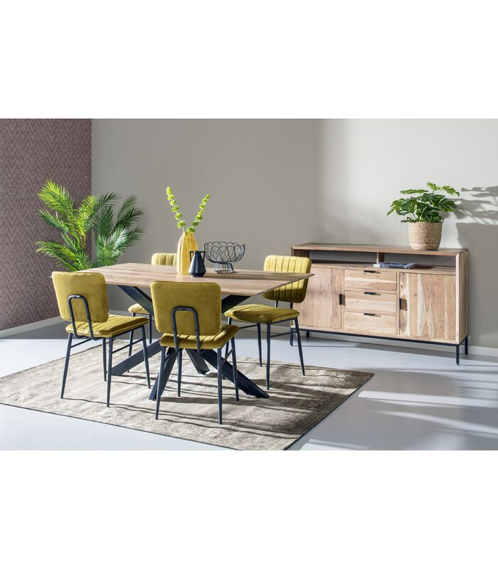Nordic - Table de salle à manger - acacia - naturel - 220cm - rectangulaire - pied araignée - acier laqué image number 3