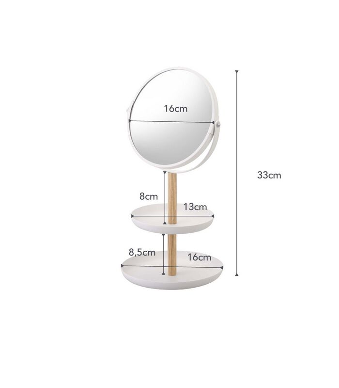 Miroir de maquillage avec plateau pour accessoires - Tosca - Blanc image number 4