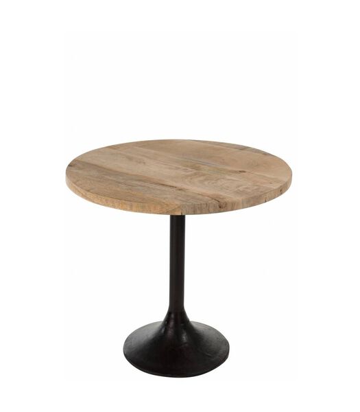 Bistro - tafel - rond - houten blad - naturel - metalen voet - zwart