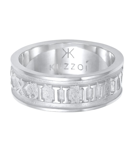 Ring Heren Band Ring Romeinse Cijfers Massief Trend Geoxideerd In 925 Sterling Zilver