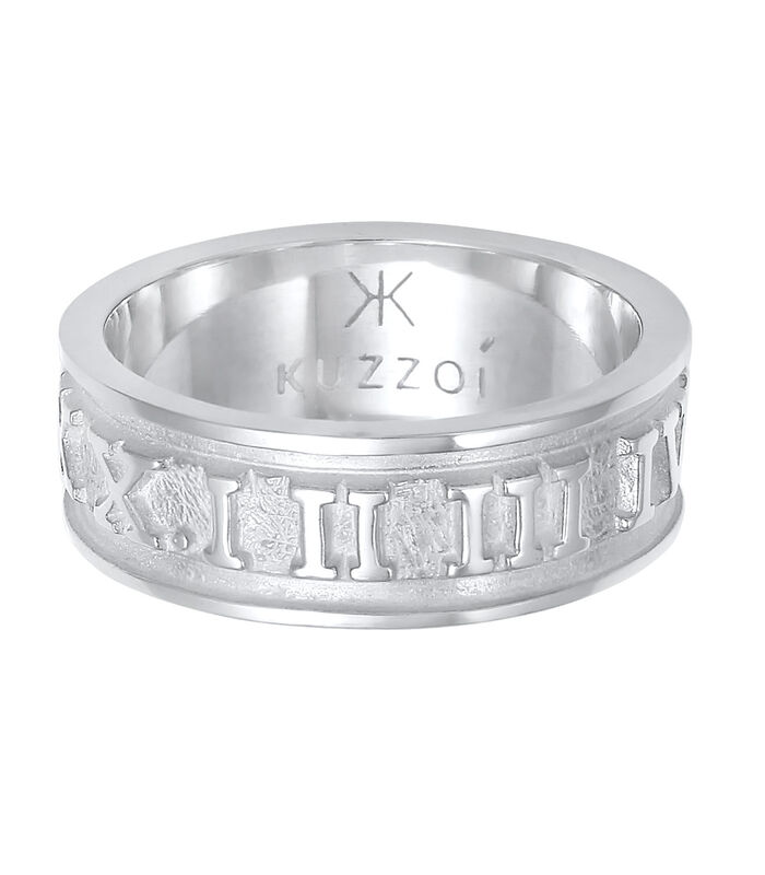 Ring Heren Band Ring Romeinse Cijfers Massief Trend Geoxideerd In 925 Sterling Zilver image number 1