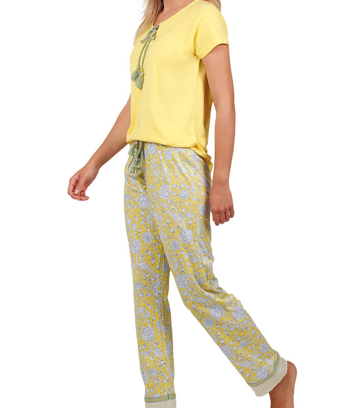 Homewear pyjama broek t-shirt Yellow Hippy geel image number 2