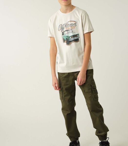 OFFROAD - Solide t-shirt met 4x4-patroon voor offroad jongens