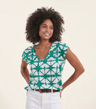 T-shirt vert chlorophylle en lin manches courtes tie & dye image number 0