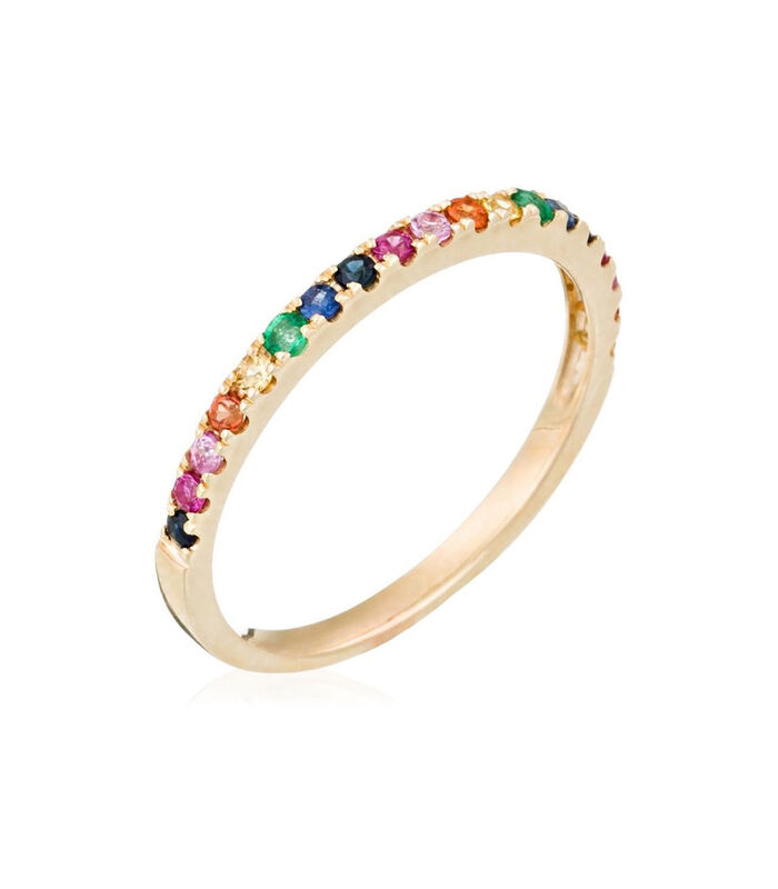 Ring 'Colorful love' geelgoud en diamanten image number 0