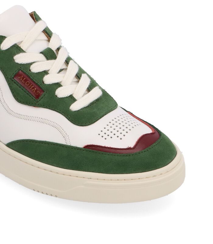 TB.87 - Sneakers wit en groen leer image number 5