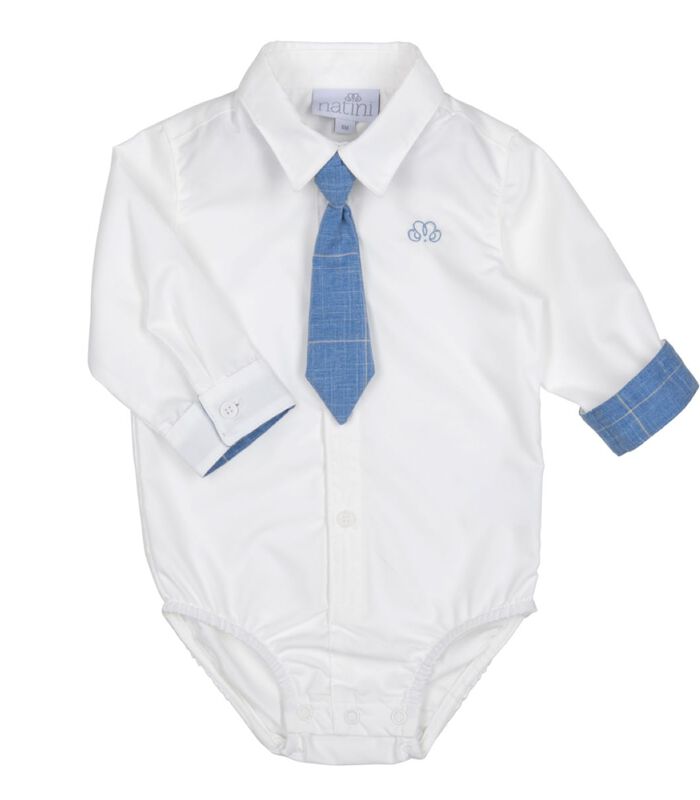 Shirt Body Pierrot Tie Square White-Blue image number 0