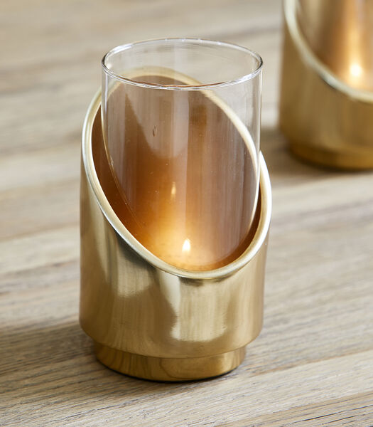 Gaia - Porte-lampions or avec votive ronde en verre