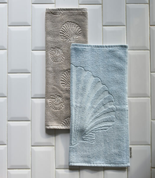 Riviera Maison Keukenhanddoek - Shell Beach Kitchen Towel - Blauw - Set van 2 Stuks