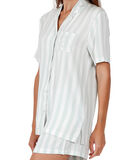 Pyjamashirt kort Klassiek Stripes groen image number 2