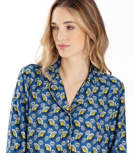 Pyjama met knopen van ecru viscose met print ZOÉ 606