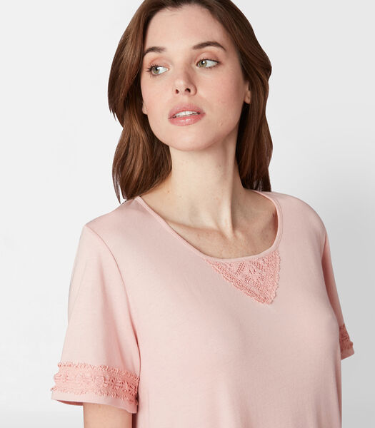 Nachthemd van katoen en modal CASAMANCE 501 - roze
