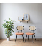 Set van 2 stoelen in riet en roestkleurige lusstof ELENA image number 1