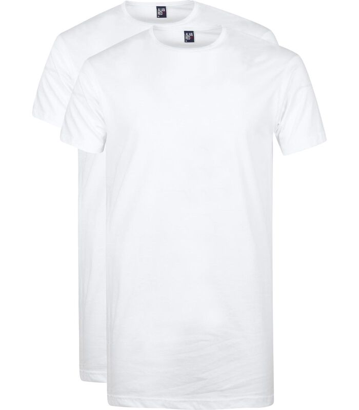 Derby Extra Lange T-shirts Wit (2Pack) image number 0