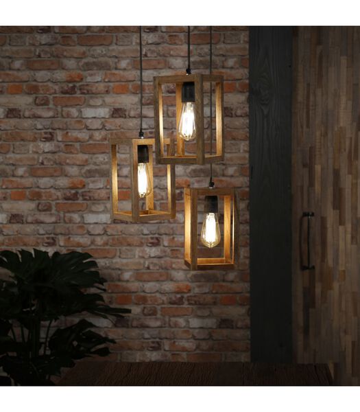 Massive Mango - Hanglamp - open houten frames - 3 lichtpunten