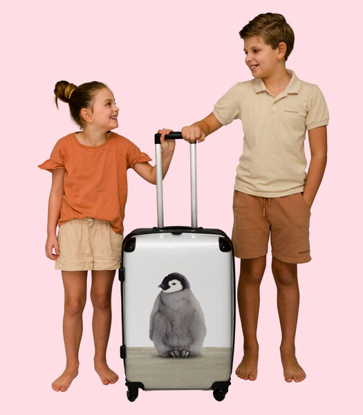 Bagage à main Valise avec 4 roues et serrure TSA (Pingouin - Manteau - Gris - Enfants)