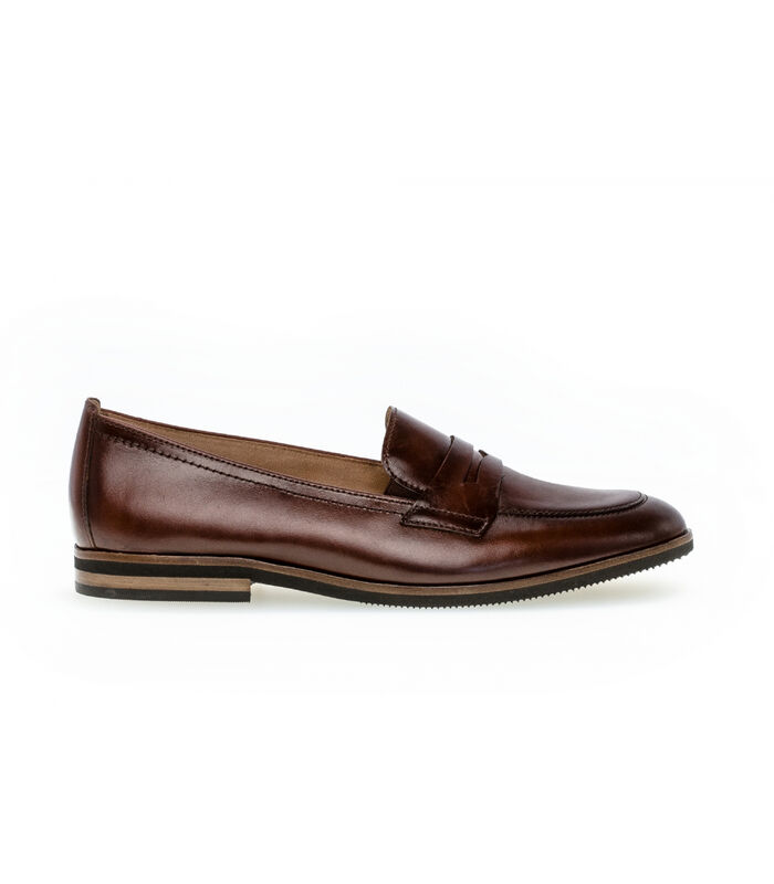 Loafers blokhak/gegalvaniseerd effect glad leer image number 0