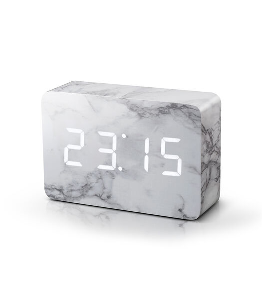 Brick click clock  Wekker - Marmer/LED Wit