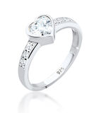 Ring Dames Hart Symbool Verloving Met Zirkonia Kristallen In 925 Sterling Zilver image number 0