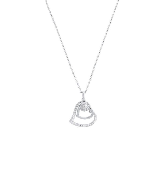 Ketting met hanger voor dames, 925 Sterling zilver, zirkonia synth. | Hart image number 1
