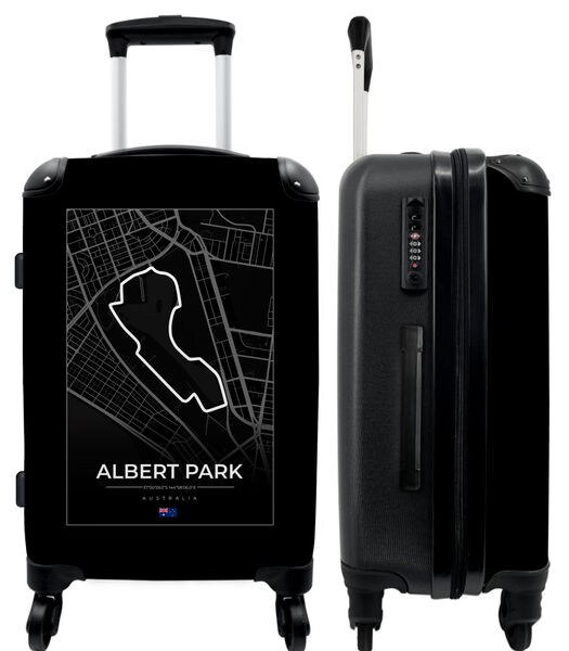 Handbagage Koffer met 4 wielen en TSA slot (F1 - Racebaan - Albert Park - Australië - Zwart wit)
