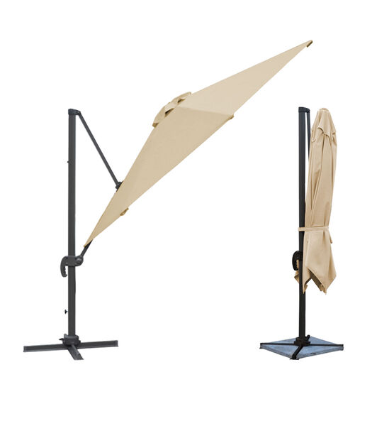 Offset paraplu MOLOKAI rechthoekig 3x4m beige + hoes
