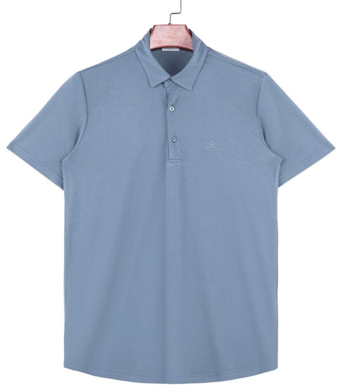 Heren Polo Korte Mouw - Strijkvrij Poloshirt - Blauw - Slim Fit - Tencel image number 2