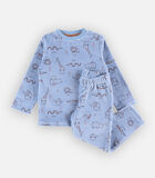 Fluwelen 2-delige pyjama met dierenprint, blauw image number 0