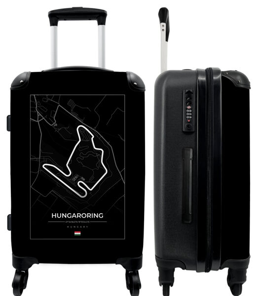 Bagage à main Valise avec 4 roues et serrure TSA (Circuit de course - Sport - Hungaroring - F1 - Noir et blanc)