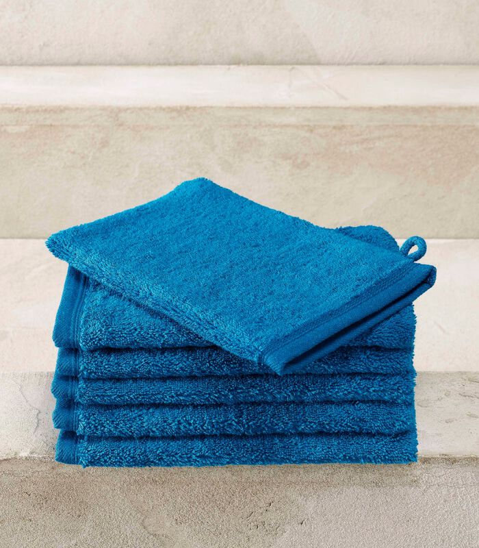 6 gants de toilettes Contessa bleu pacifique image number 1