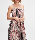 Strapless jurk van chiffon met abstracte bloemenprint image number 2