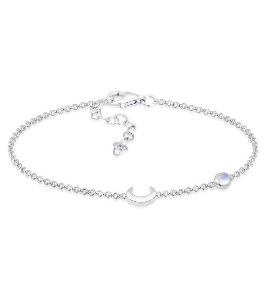 Bracelet Femmes Demi-Lune Étoile Filigrane Avec Pierre De Lune En Argent Sterling 925 Plaqué Or
