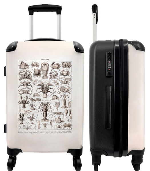 Handbagage Koffer met 4 wielen en TSA slot (Dieren - Zee - Illustratie - Natuur - Vintage)