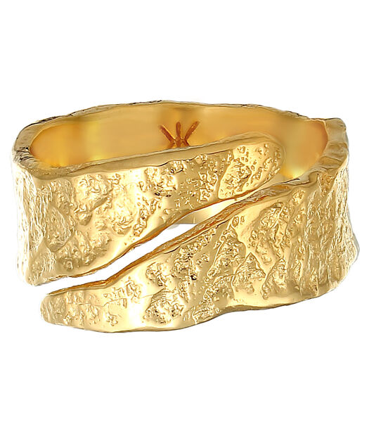 Ring Heren Ring Structuur Gebruikte Look In 925 Sterling Zilver Gold Plated