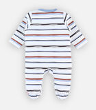 Interlock gestreepte 1-delige pyjama, ecru/blauw image number 1