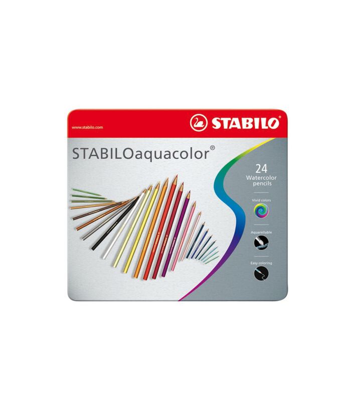 STABILO aquacolor - premium aquarel kleurpotlood - metalen etui met 24 kleuren image number 0