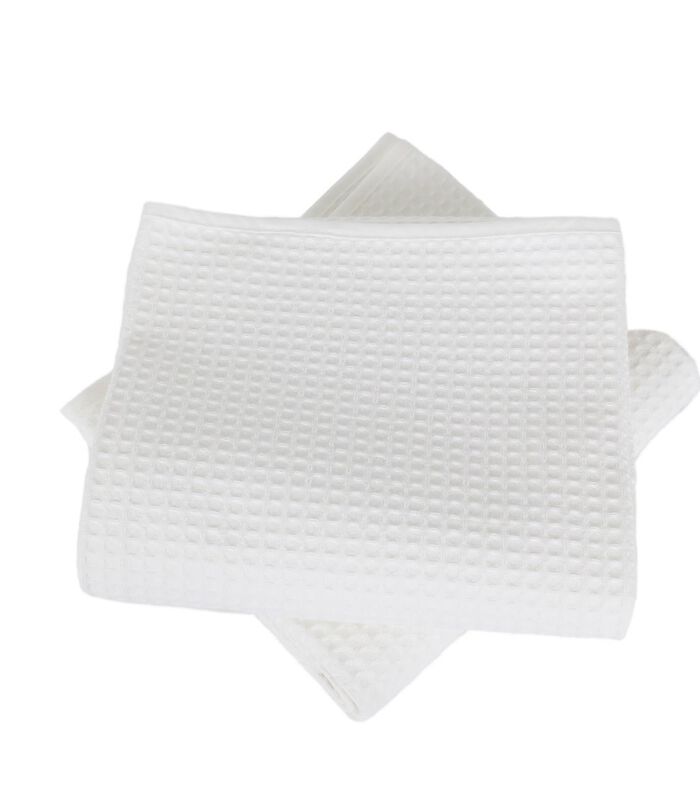 Set van twee 57 draads katoenen handdoeken honeycomb WEEK EINDE image number 0