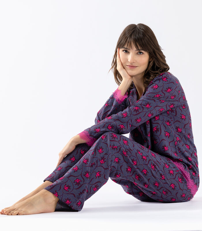 Pyjama van viscose met print en kantafwerking ALBA 606 multico image number 2