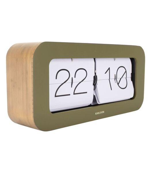 Horloge de table Matiz - Bambou/vert mousse - 37x9x16cm