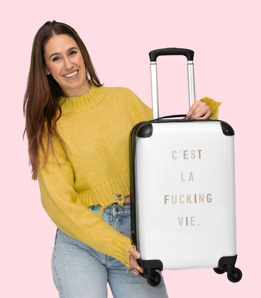 Ruimbagage koffer met 4 wielen en TSA slot ('C'est la fucking vie.' - Abstract - Tekst - Wit)