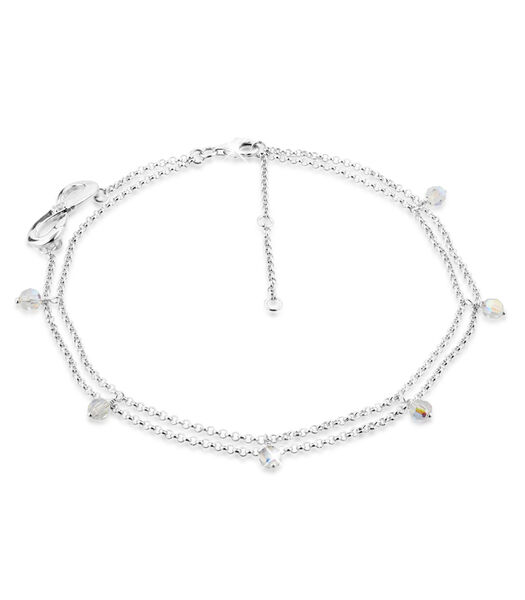 Bracelet De Cheville Infinity Perle Kristalle 925 Silber