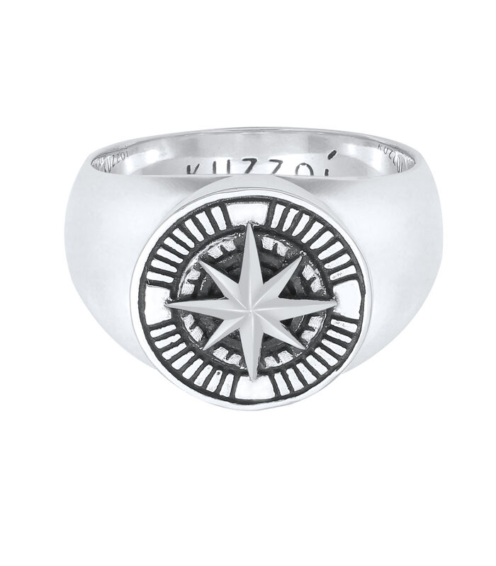 Ring Heren Signet Kompas Vintage In 925 Sterling Zilver image number 1