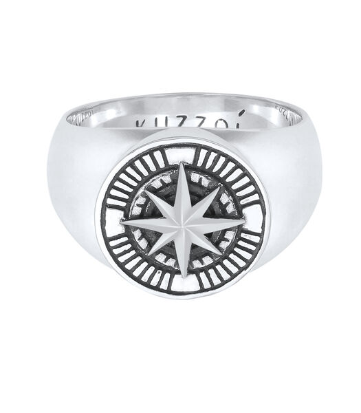 Ring Heren Signet Kompas Vintage In 925 Sterling Zilver