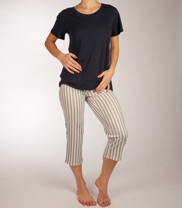 Pure Stripes - Pyjama met korte mouwen met 3/4-broek image number 2