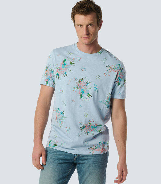 Stijlvol t-shirt met ronde hals en botanische bloemenprint Male