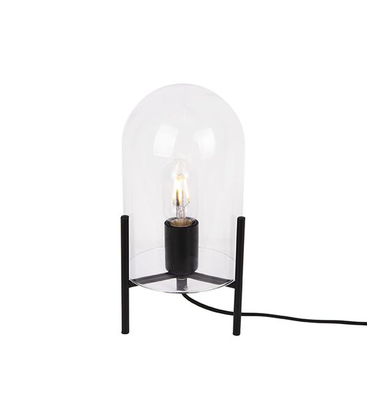 Tafellamp Glass Bell - Helder, Zwart frame - 30x16cm