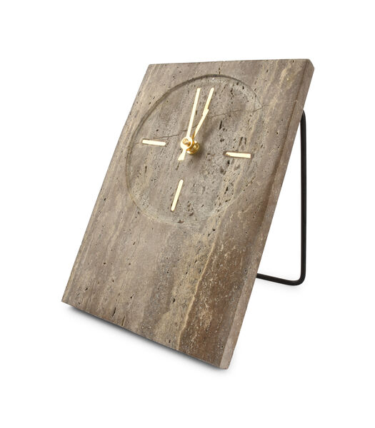 Horloge de table 16xH23,5cm travertin gris Zone