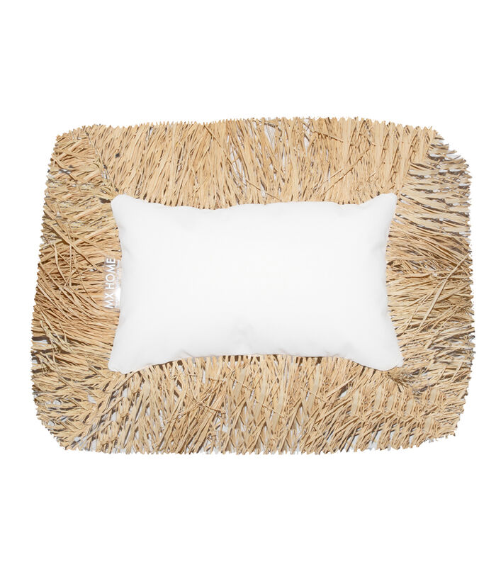 Coussin long a blanc a frange image number 0