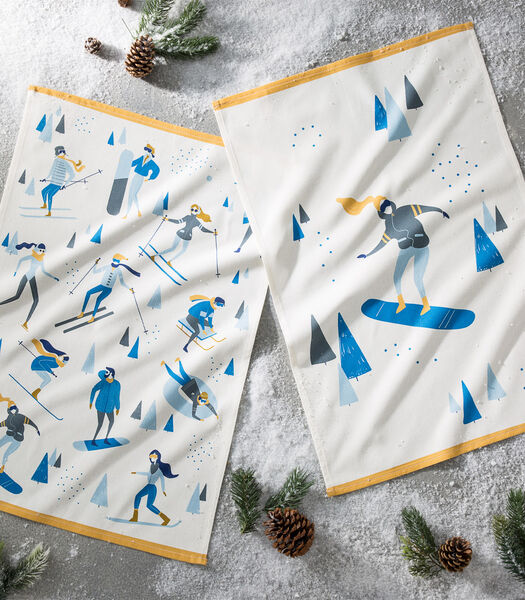 Snowboardeuse - Katoenen theedoek met print